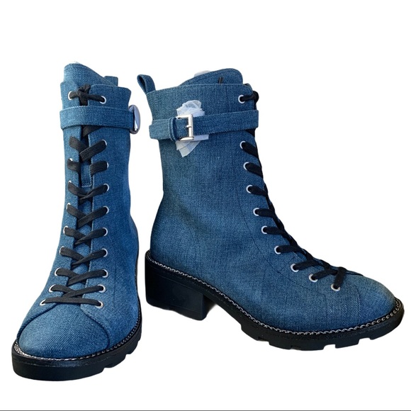 denim combat boots